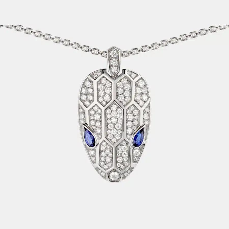 Collier Serpenti Bulgari en or blanc, saphir 0.78ct — photographie du modèle, cote d’occasion GOLDMARKET