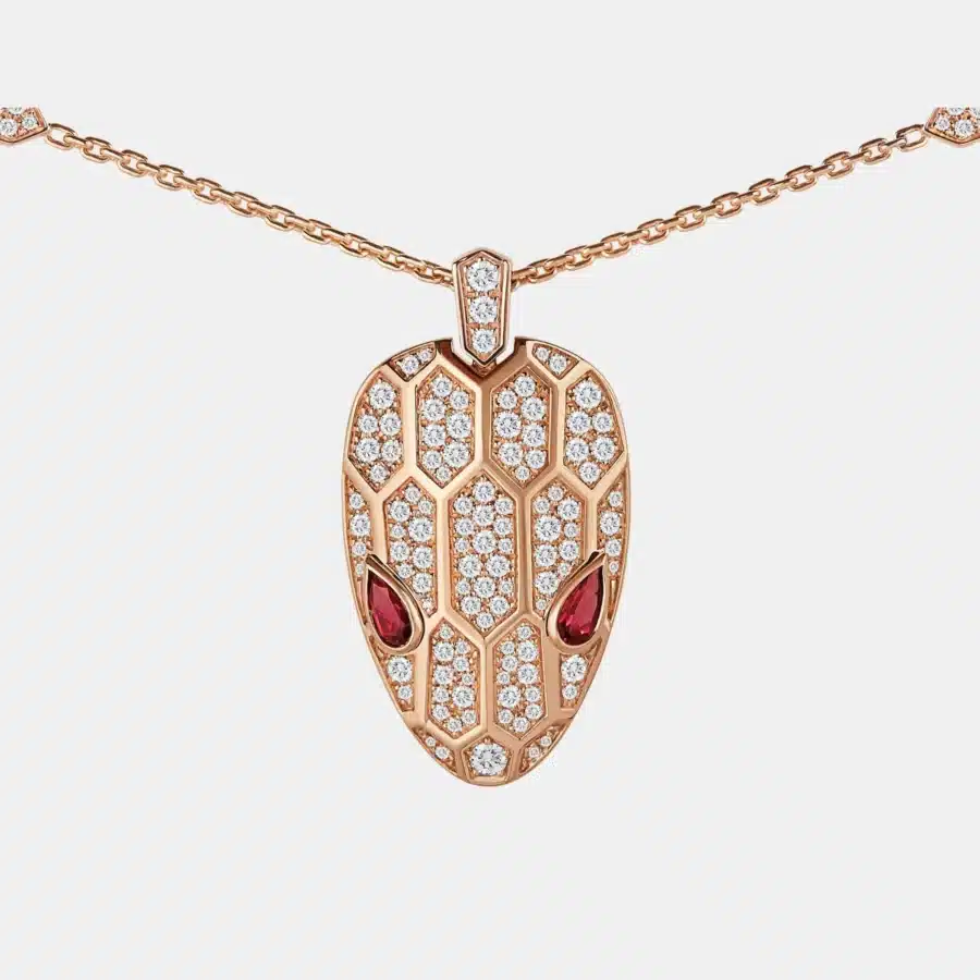 Collier Serpenti Bulgari en or rose, mixte 2.07ct — photographie du modèle, cote d’occasion GOLDMARKET