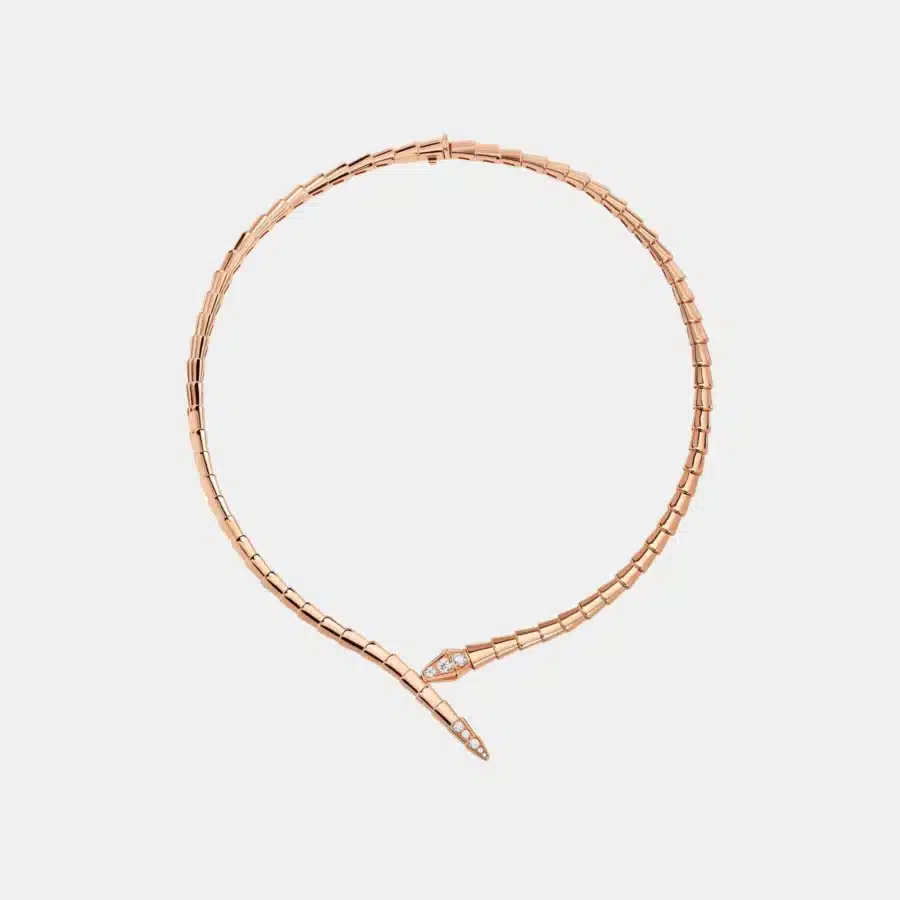 Collier Serpenti Viper Bulgari en or rose, diamant 0.41ct — photographie du modèle, cote d’occasion GOLDMARKET