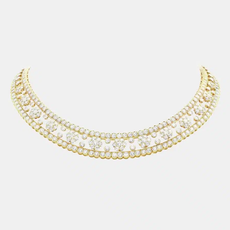 Collier Snowflake Van Cleef & Arpels en or jaune, diamant 30.99ct — photographie du modèle, cote d’occasion GOLDMARKET