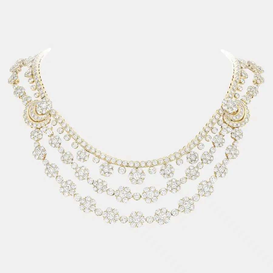 Collier Snowflake Van Cleef & Arpels en or jaune, diamant 63.86ct — photographie du modèle, cote d’occasion GOLDMARKET