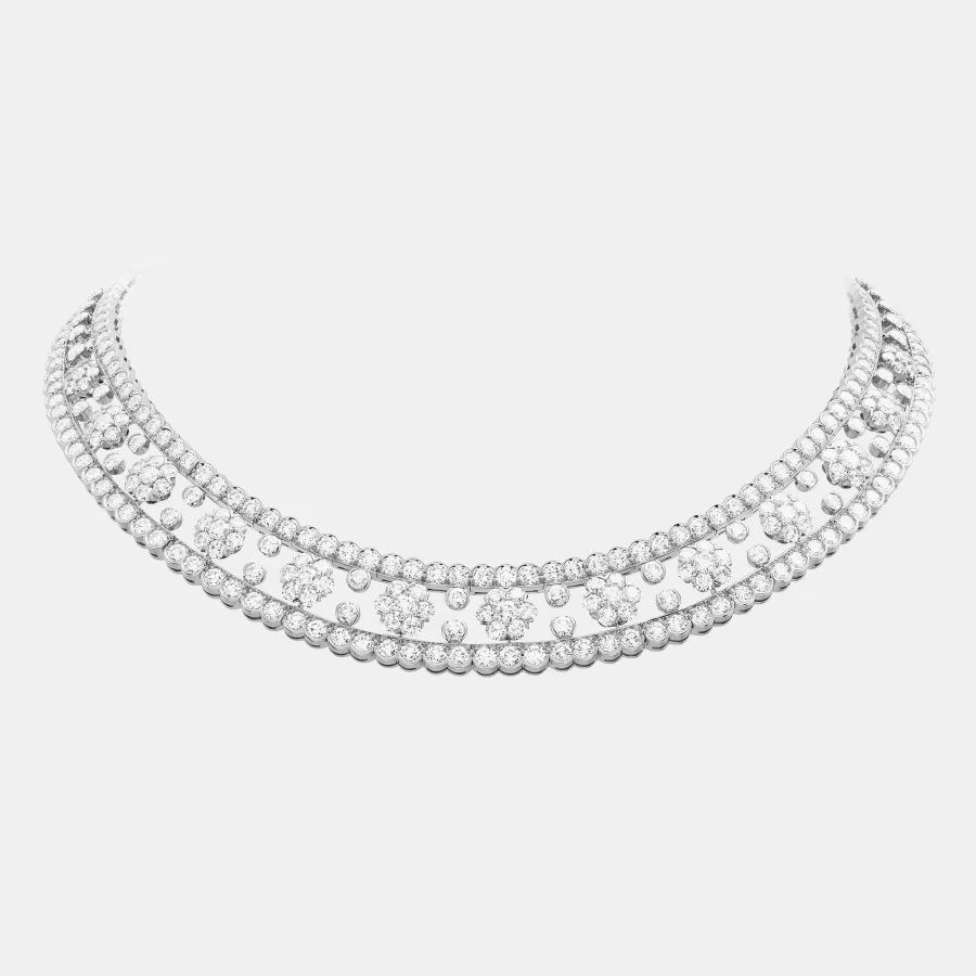 Collier Snowflake Van Cleef & Arpels en platine, diamant 30.99ct — photographie du modèle, cote d’occasion GOLDMARKET