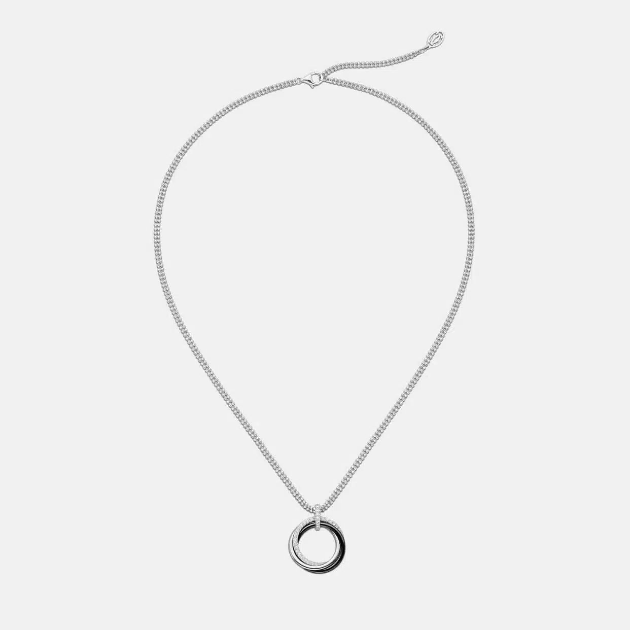 Collier Trinity Cartier en or blanc, diamant — photographie du modèle, cote d’occasion GOLDMARKET
