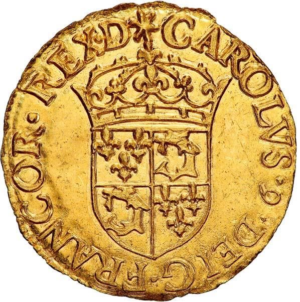 Avers ½ écu d'or au soleil du Dauphiné - Charles IX - 1566 - France — pièce en or