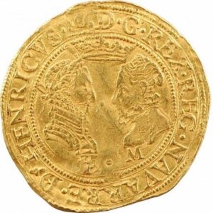 Avers Double ducat d'or - Henri II et Marguerite de Valois - 1577 - Seigneurie du Béarn
 (France - États) — pièce en or