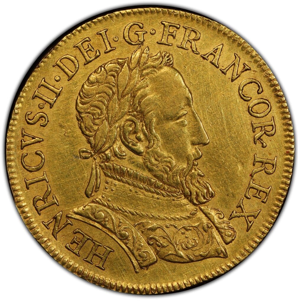 Avers Double Henri d'or à la Gallia - Henri II - 1554 - France — pièce en or