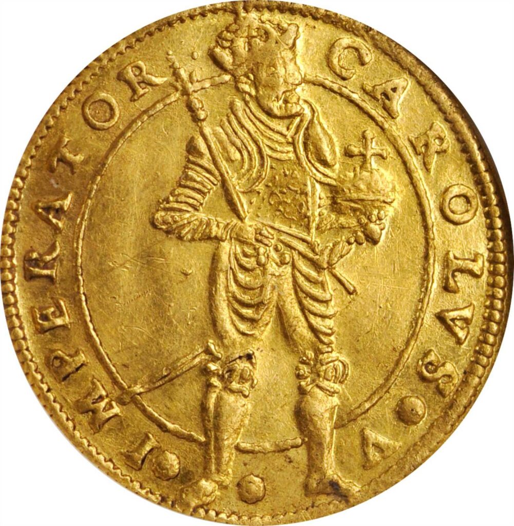Avers Ducat d'or immobilisé au nom de Charles Quint - - Ville libre impériale de Besançon
 (France - États) — pièce en or