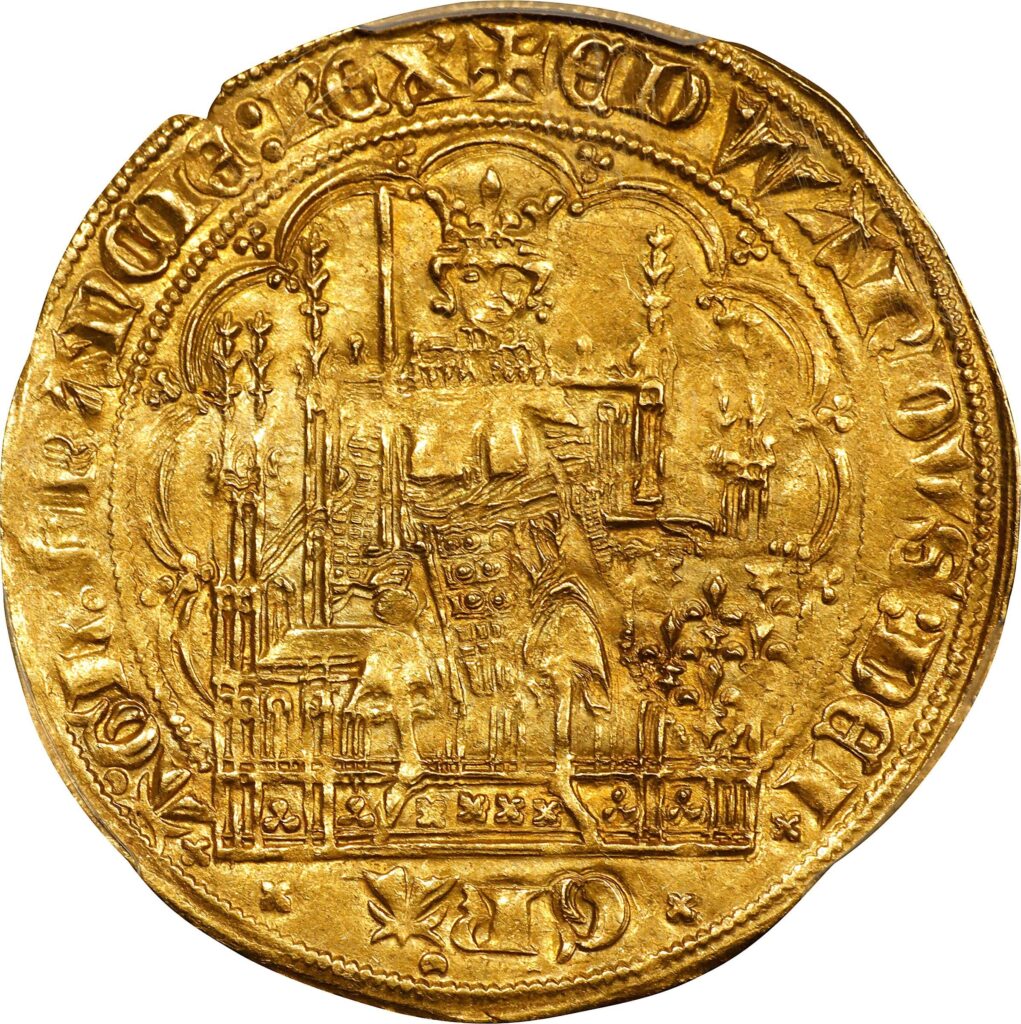 Avers Écu d'or à la chaise - Édouard III - 1337-1360 - France — pièce en or