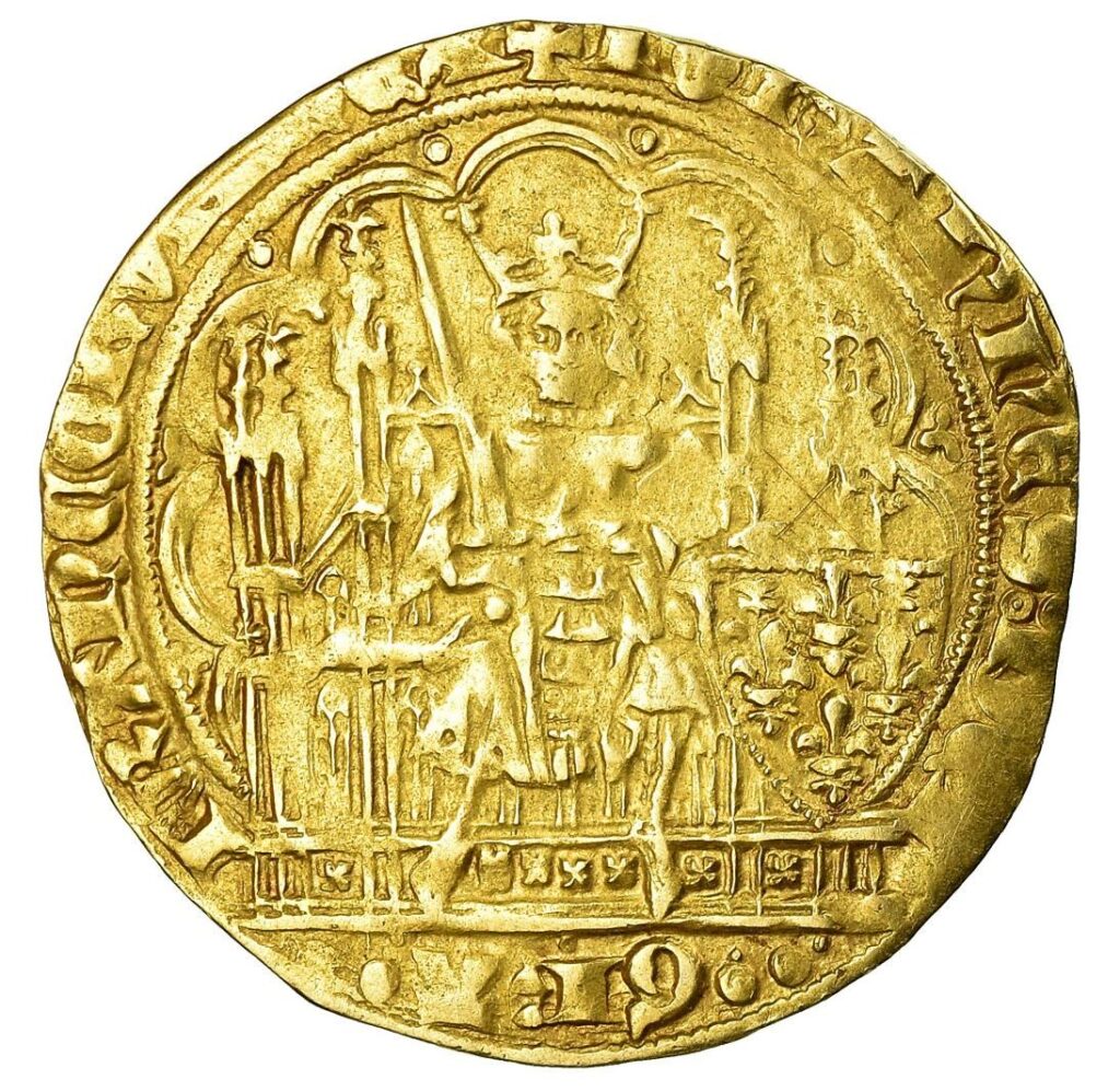 Avers Écu d'or à la chaise - Jean II - 1351 - France — pièce en or