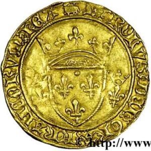 Avers Écu d'or à la couronne - Charles VII 3e type ou écu neuf - 1436-1455 - France — pièce en or