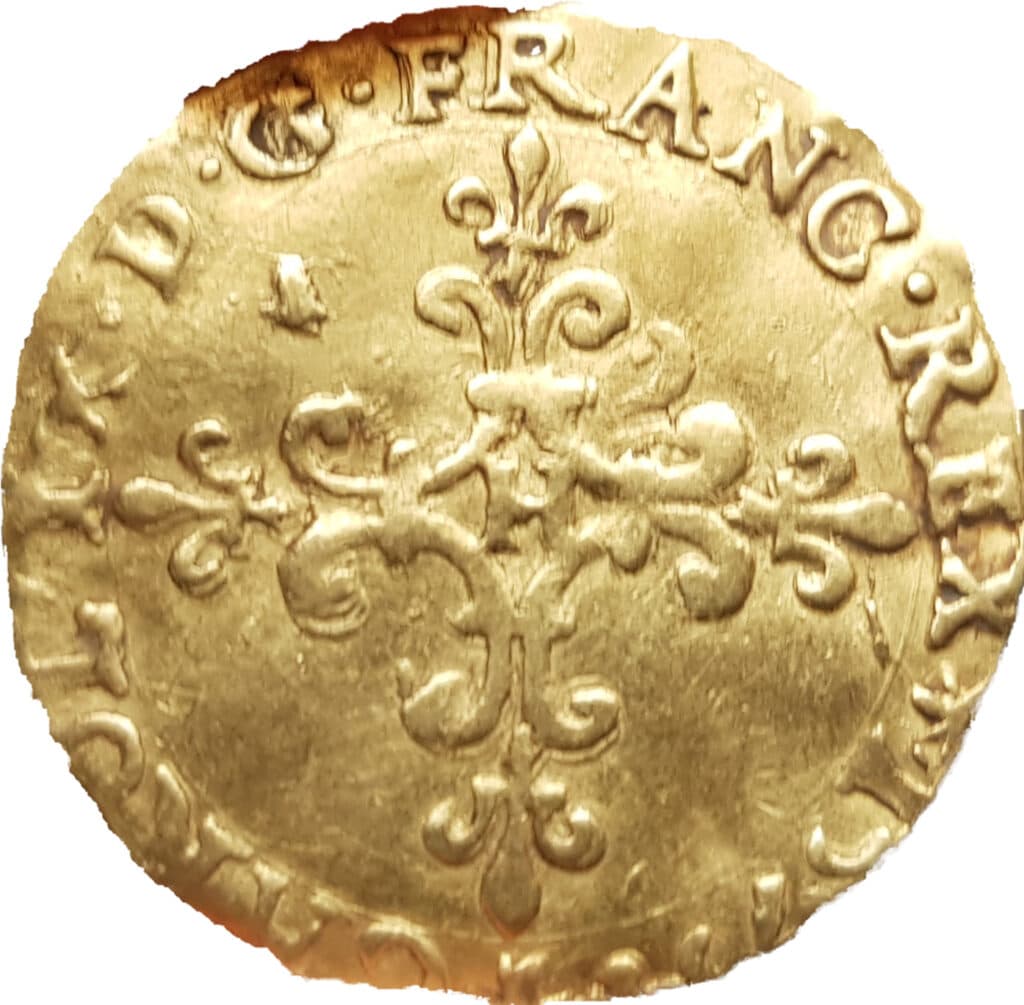 Avers Ecu d'or au soleil Henri III pour Charles IX 2eme type - 1575 - France — pièce en or