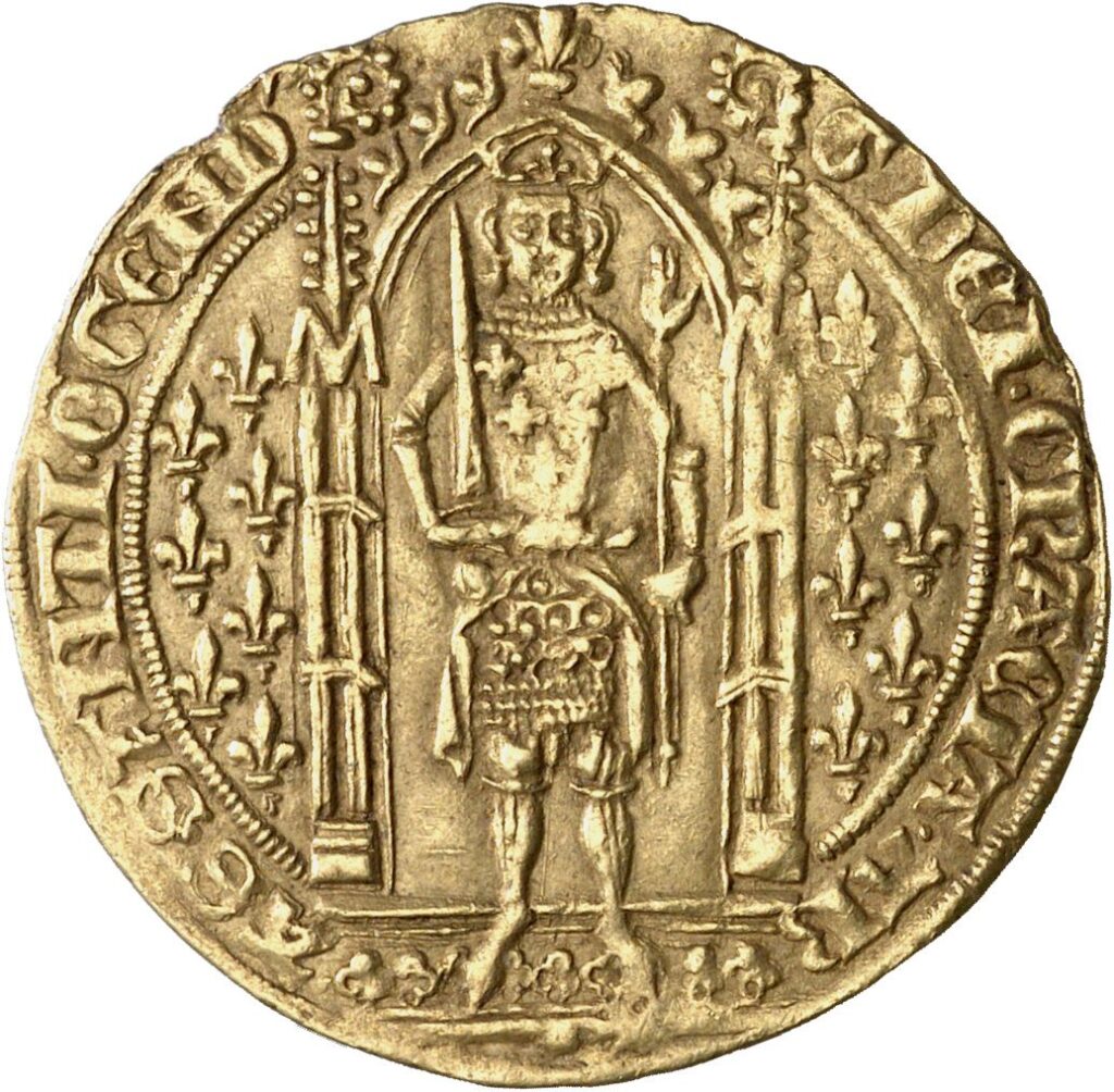 Avers Franc à pied - Guillaume IV - 1348-1380 - Abbaye de Saint-Oyen
 (France - États) — pièce en or