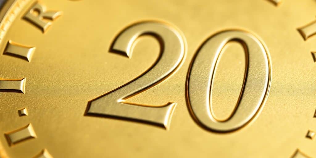 Gros plan sur une pièce d'or suisse de 20 francs.