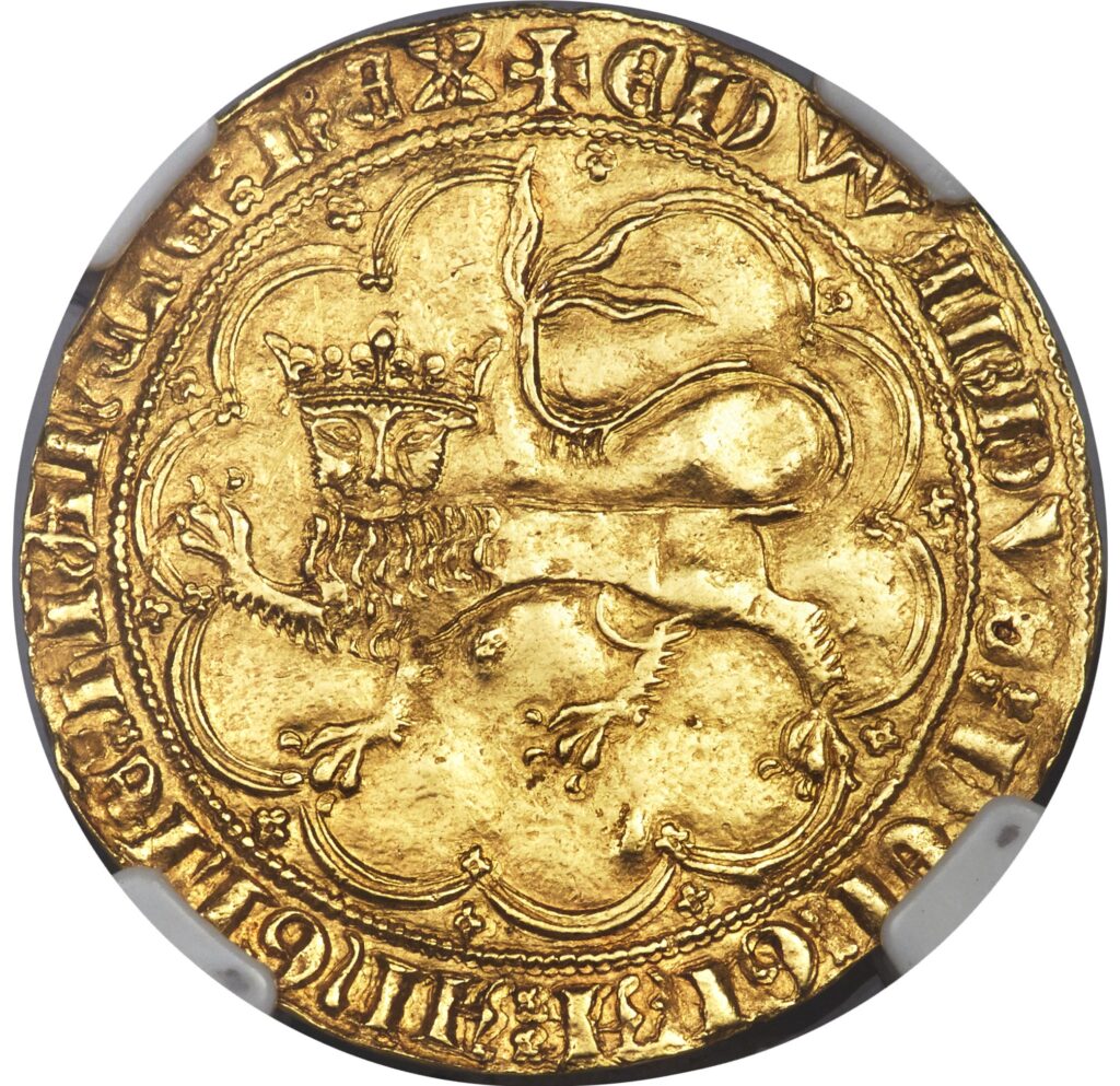 Avers Léopard d'or - Edouard III - 1355-1362 - Duché d'Aquitaine
 (France - États) — pièce en or