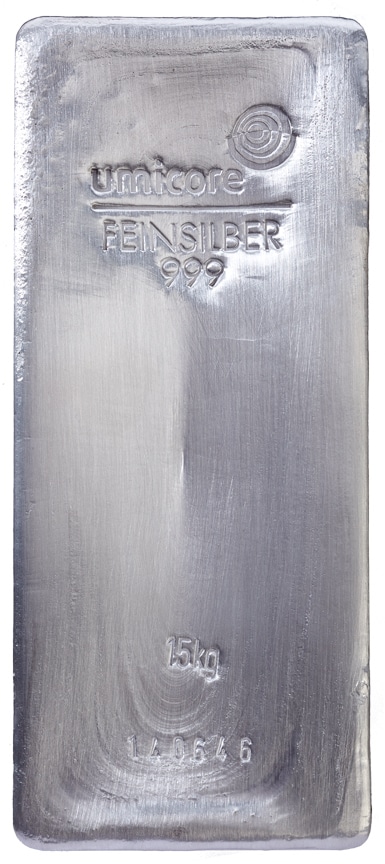 Lingots d'Argent 15 KiloGrammes - Lingot Umicore