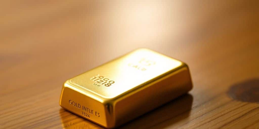Lingot d'or sur une table en bois.