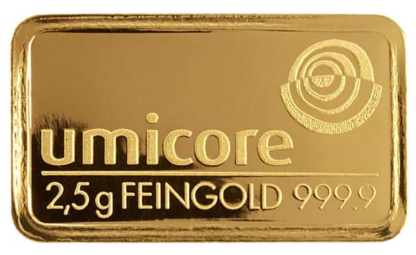 Lingots d'Or 2,5 Grammes - Lingot Umicore