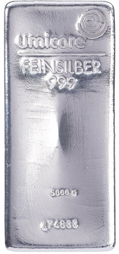 Lingots d'Argent 5 KiloGrammes - Lingot Umicore