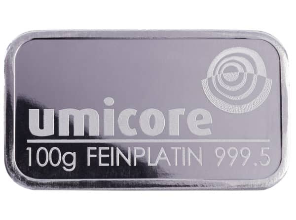 Lingots de Platine 100 Grammes - Lingot Umicore