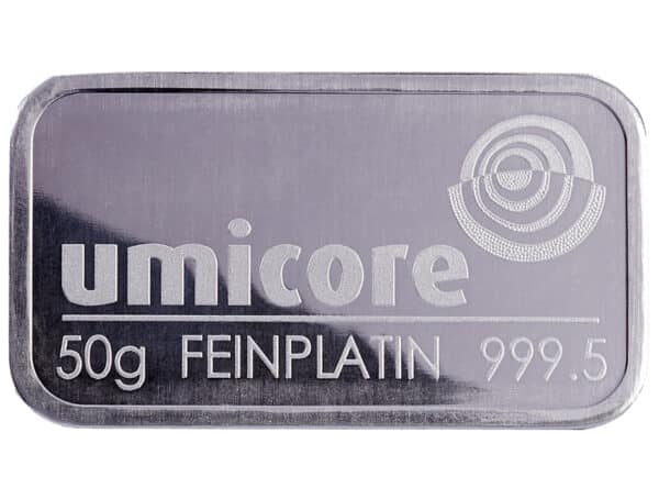 Lingots de Platine 50 Grammes - Lingot Umicore