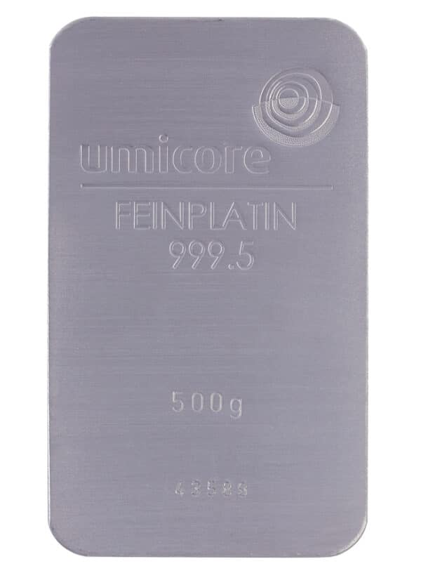 Lingots de Platine 500 Grammes - Lingot Umicore