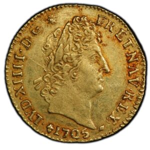 Avers Louis d'or aux insignes - Louis XIV cheveux courts - - France — pièce en or
