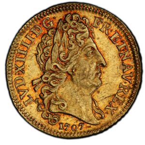 Avers Louis d'or aux insignes - Louis XIV cheveux longs - - France — pièce en or