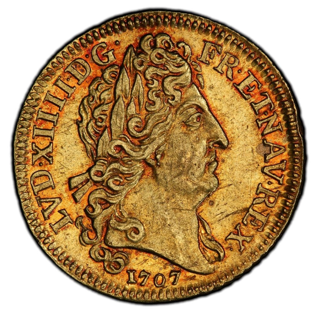 Avers Louis d'or aux insignes - Louis XIV cheveux longs - - France — pièce en or