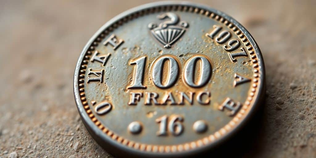 Monnaie de 100 francs Napoléon en gros plan.