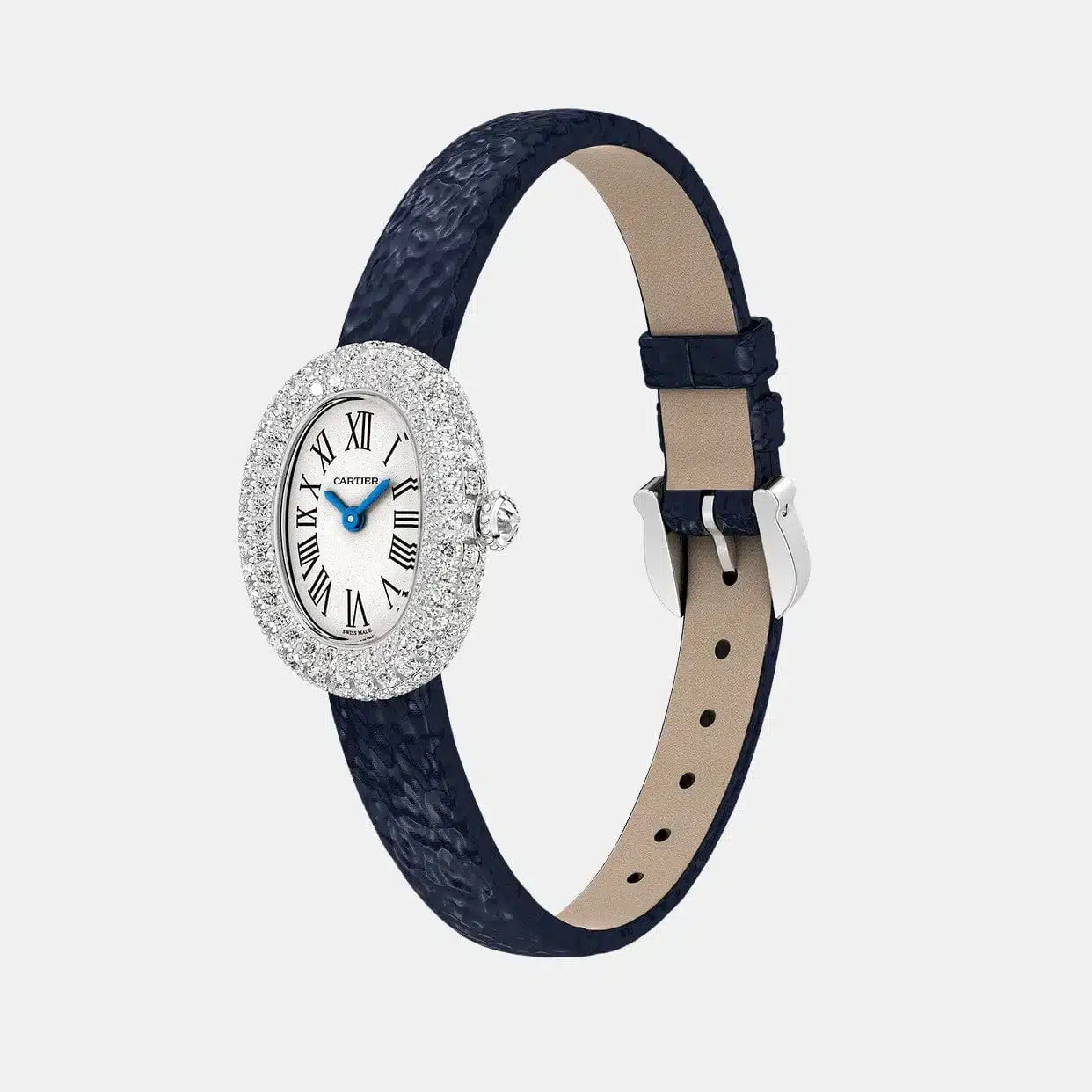 Montre Baignoire Cartier en or blanc, diamant