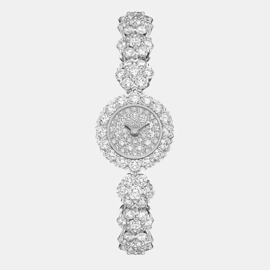Montre Fleurette Van Cleef & Arpels en platine, diamant 14.83ct — photographie du modèle, cote d’occasion GOLDMARKET