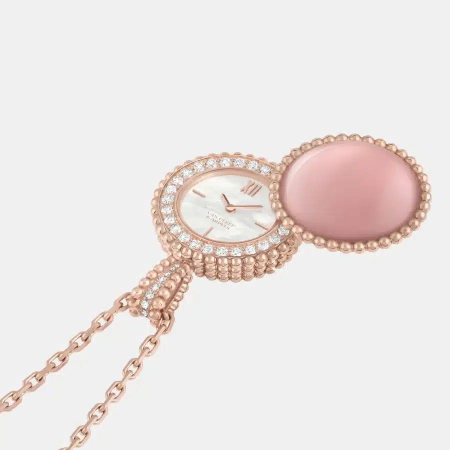 Montre Perlée Van Cleef & Arpels en or rose, diamant 0.92ct — photographie du modèle, cote d’occasion GOLDMARKET