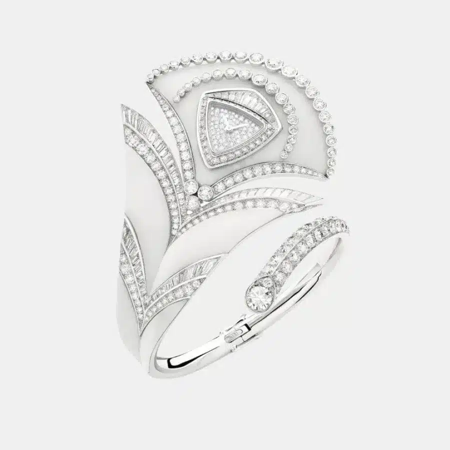 Montre Plume de Paon Boucheron en or blanc, diamant