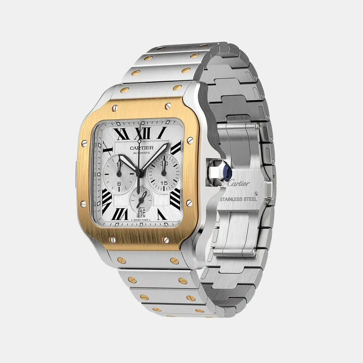 Montre Santos Cartier, de chronograph — photographie du modèle, cote d’occasion GOLDMARKET