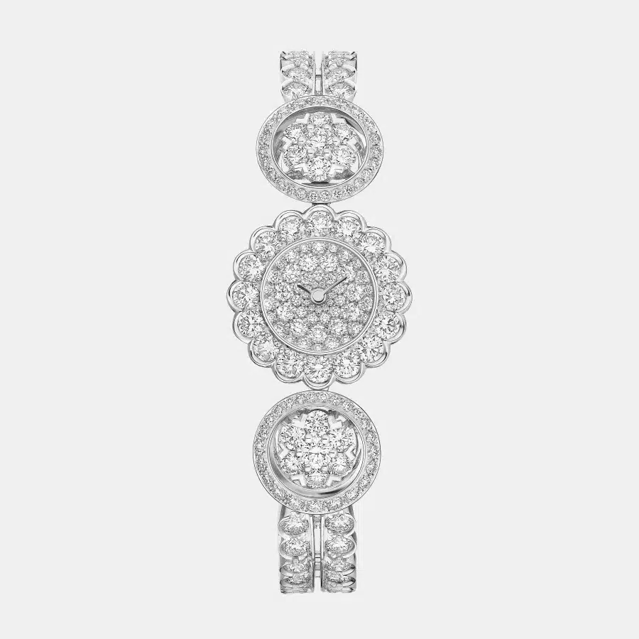 Montre Snowflake Van Cleef & Arpels en platine, diamant 11.62ct — photographie du modèle, cote d’occasion GOLDMARKET