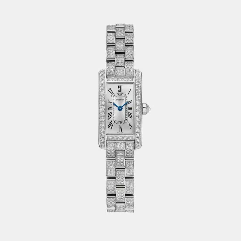 Montre Tank Américaine Cartier en or rose, bijou d’occasion en très bon état
