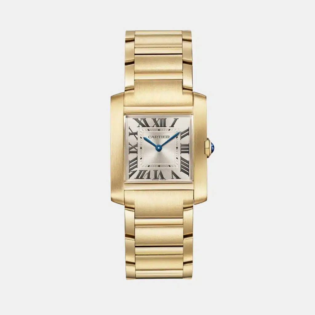 Montre Tank Française Cartier en or jaune, bijou d’occasion en très bon état