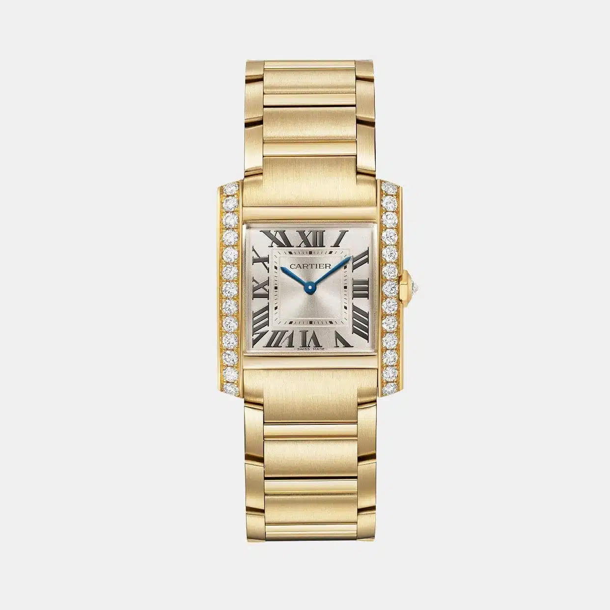 Montre Tank Française Cartier en or jaune, diamant — photographie du modèle, cote d’occasion GOLDMARKET