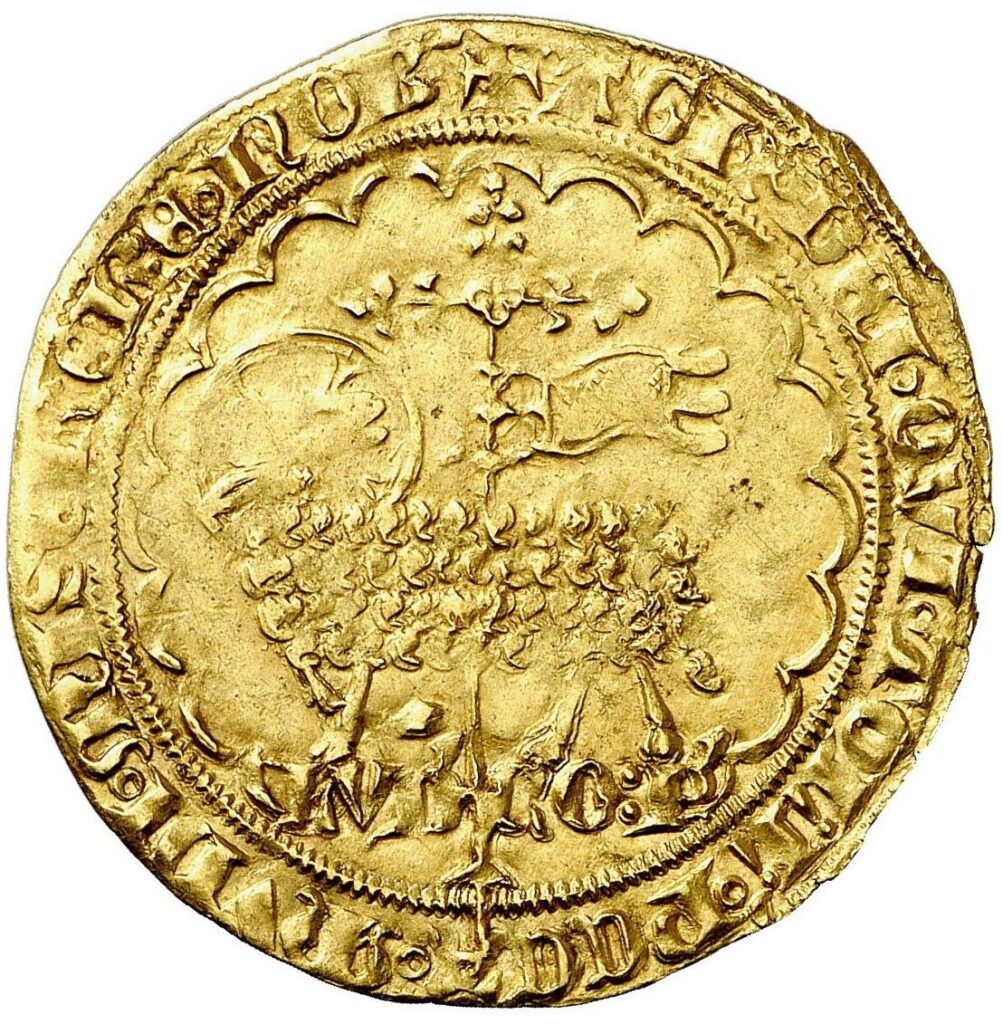 Avers Mouton d'or - Louis II de Mâle - 1346-1384 - Comté de Rethel
 (France - États) — pièce en or
