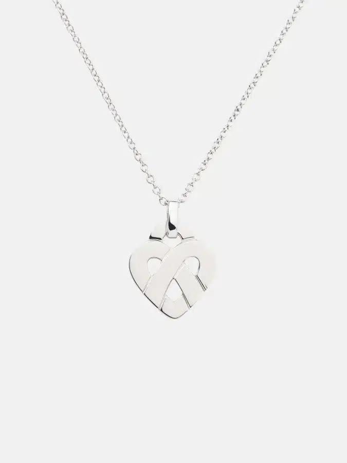 Pendentif Coeur Entrelacé Poiray en or blanc — photographie du modèle, cote d’occasion GOLDMARKET