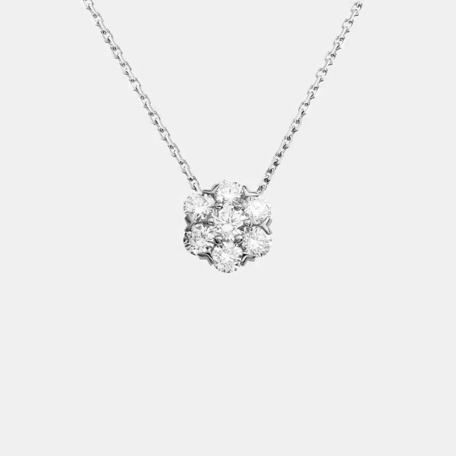 Pendentif Fleurette Van Cleef & Arpels en or blanc, diamant 0.94ct