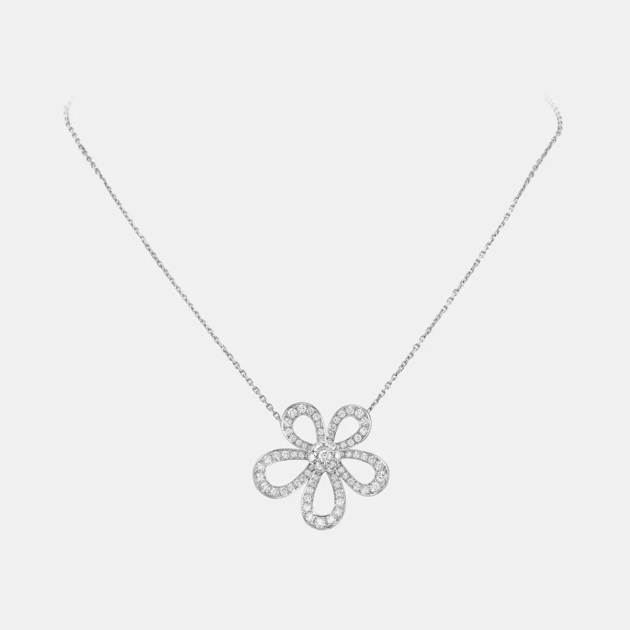 Pendentif Flowerlace Van Cleef & Arpels en or blanc, diamant 2.37ct