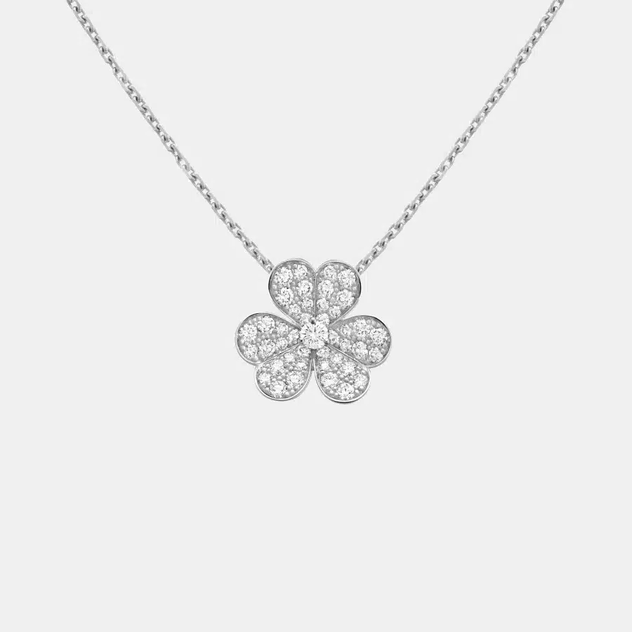 Pendentif Frivole Van Cleef & Arpels en or blanc, diamant 0.81ct — photographie du modèle, cote d’occasion GOLDMARKET