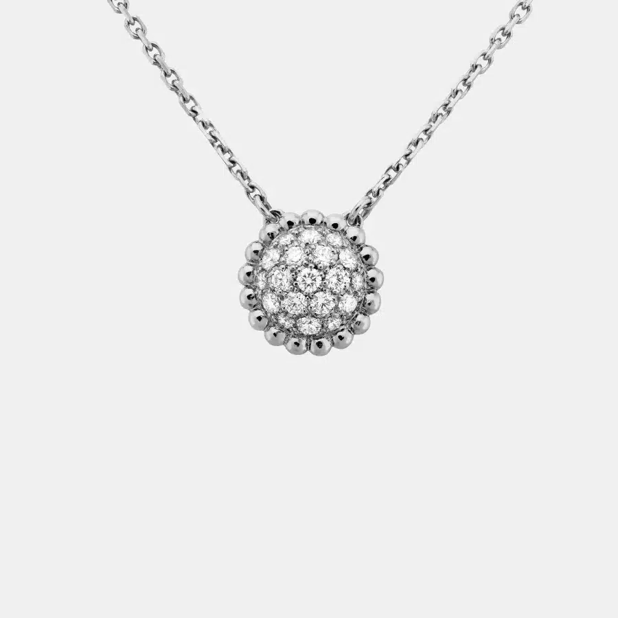 Pendentif Perlée Van Cleef & Arpels en or blanc, diamant 0.35ct — photographie du modèle, cote d’occasion GOLDMARKET