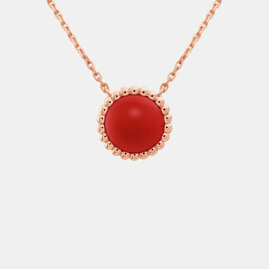 Pendentif Perlée Van Cleef & Arpels en or rose, cornaline — photographie du modèle, cote d’occasion GOLDMARKET