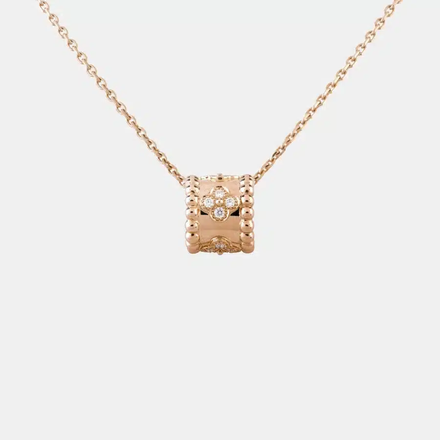 Pendentif Perlée Van Cleef & Arpels en or rose, diamant 0.19ct — photographie du modèle, cote d’occasion GOLDMARKET