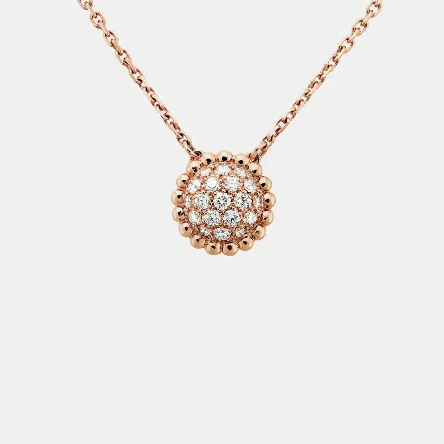 Pendentif Perlée Van Cleef & Arpels en or rose, diamant 0.35ct — photographie du modèle, cote d’occasion GOLDMARKET