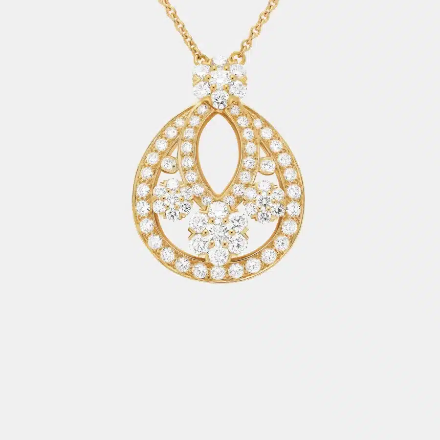 Pendentif Snowflake Van Cleef & Arpels en or jaune, diamant 3.04ct — photographie du modèle, cote d’occasion GOLDMARKET