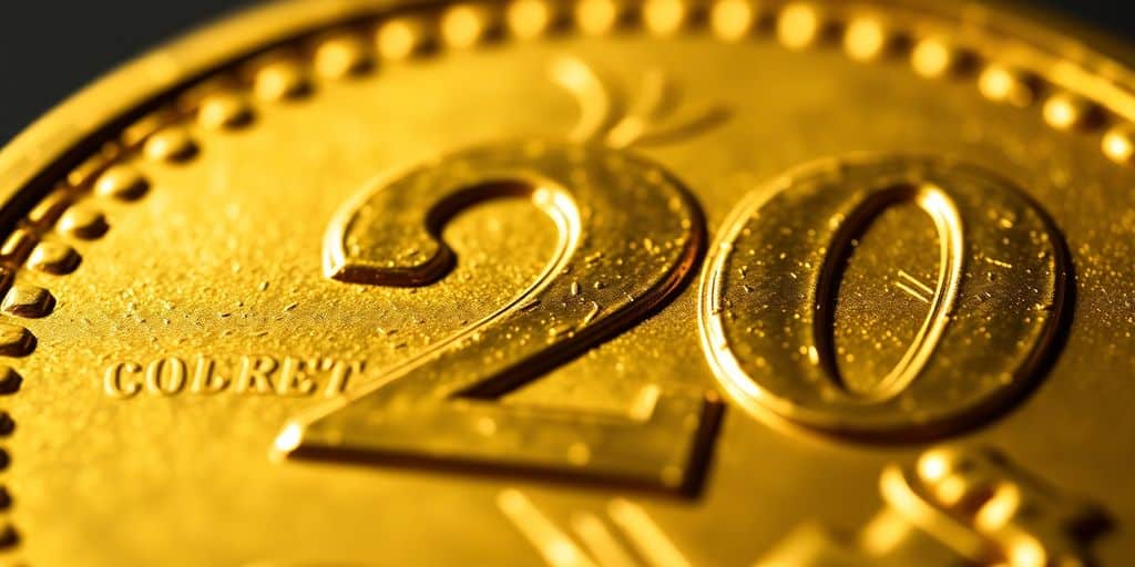 Pièce d'or de 20 dollars américains frappée.