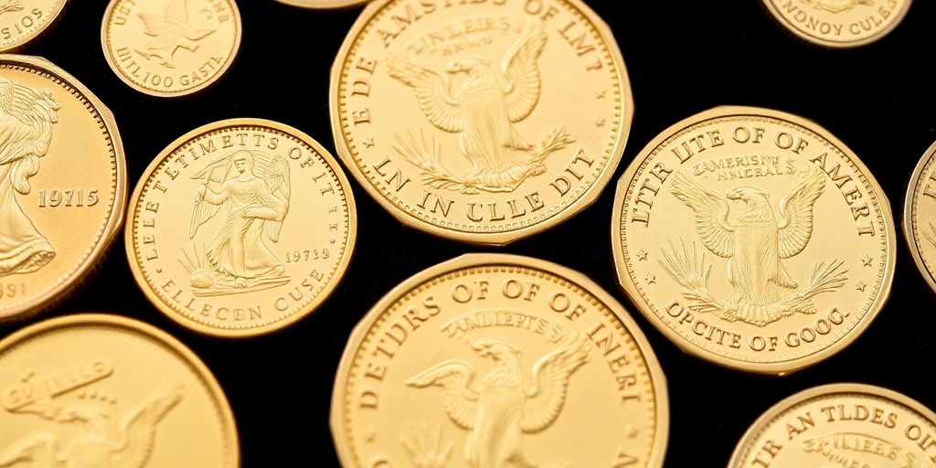 Pièces d’or américaines populaires en gros plan.